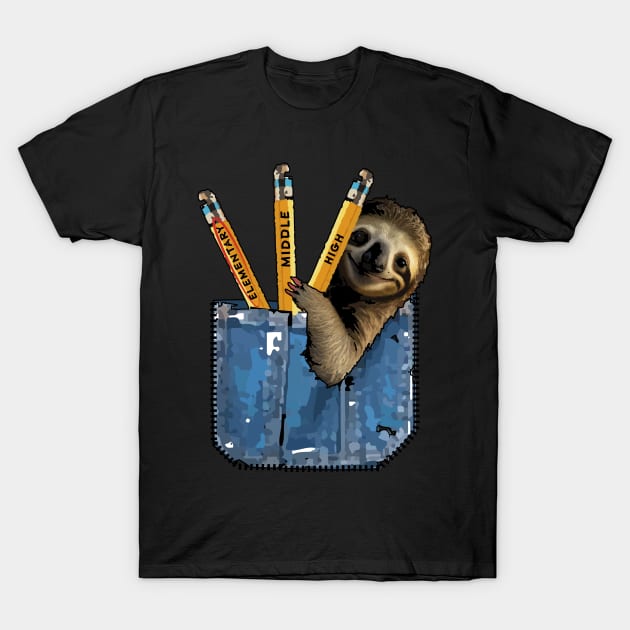 Elementary School Back to School Lazy Sloth T-Shirt by PunnyPoyoShop